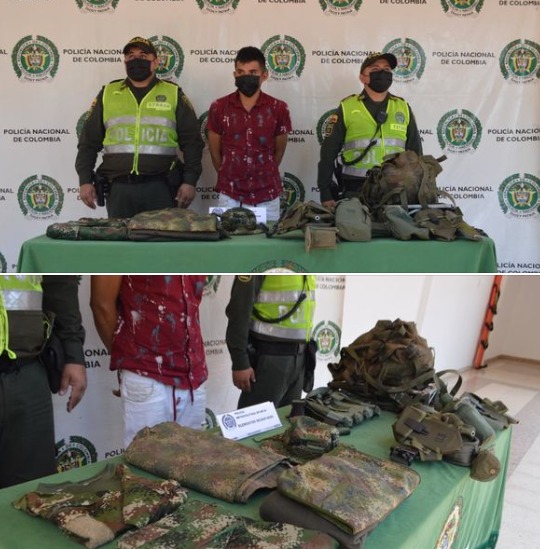 SUJETO ORIUNDO DE INZA EN EL DEPARTAMENTO DEL CAUCA FUE SORPRENDIDO TRANSPORTANDO UNIFORMES DE USO EXCLUSIVO DE LAS FUERZAS MILITARES EN NIEVA