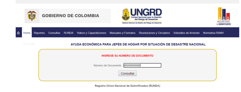  CConsulte si usted es beneficiario de la ayuda económica a las jefas o jefes de hogar de las familias damnificadas registradas en el runda